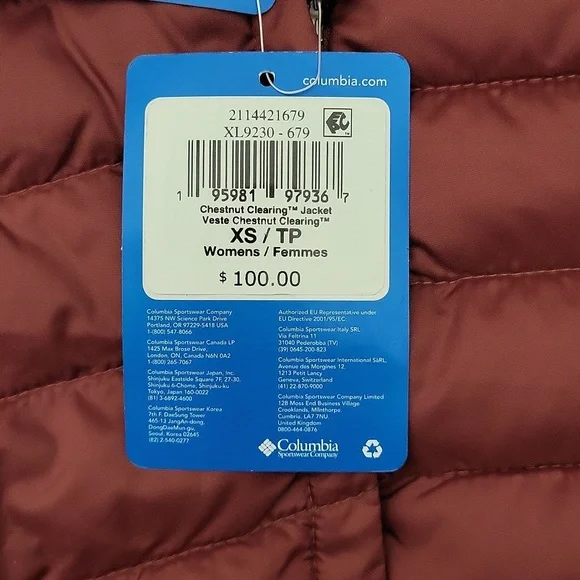 Columbia Womens XS Chestnut Clearing Jacket Regular Fit Omni-Shield Puffer NEW - Picture 8 of 13